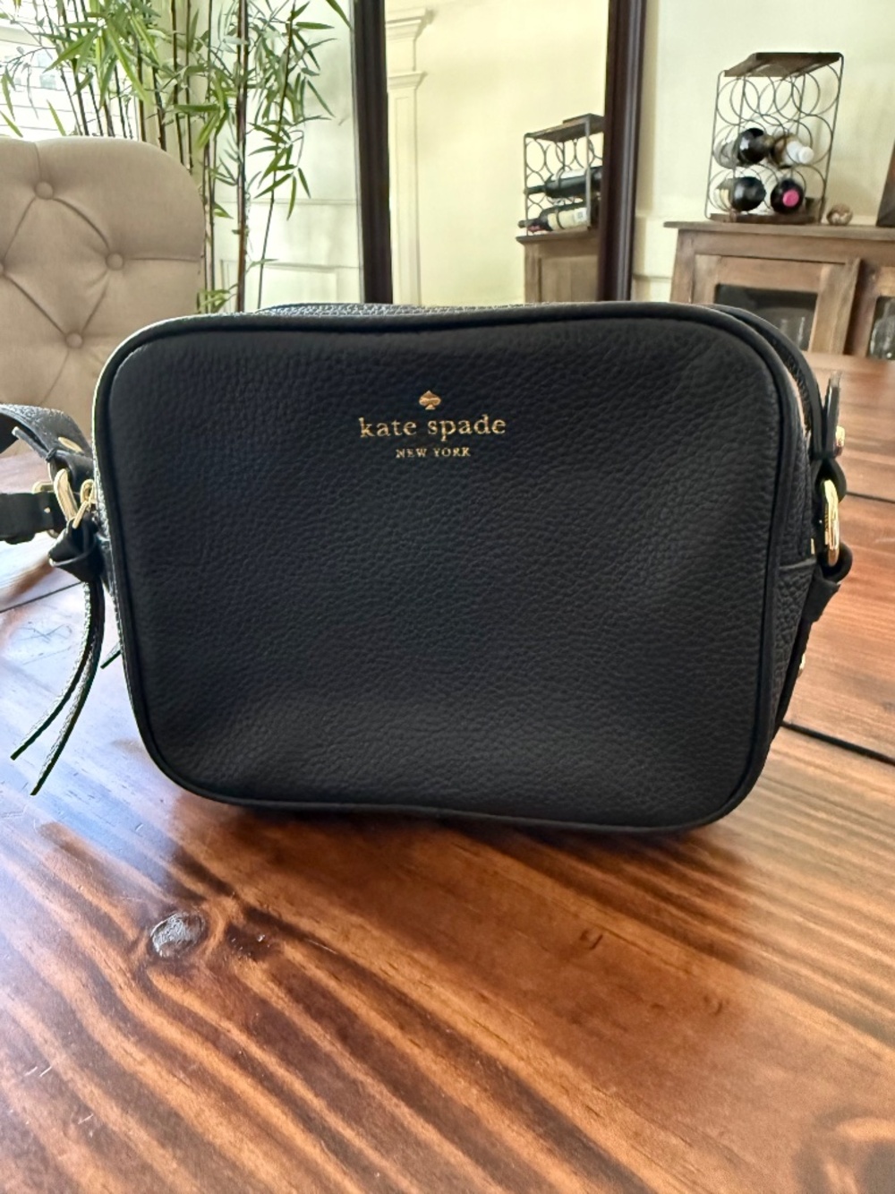 Kate Spade Black Pebbled Leather Crossbody Camera Bag